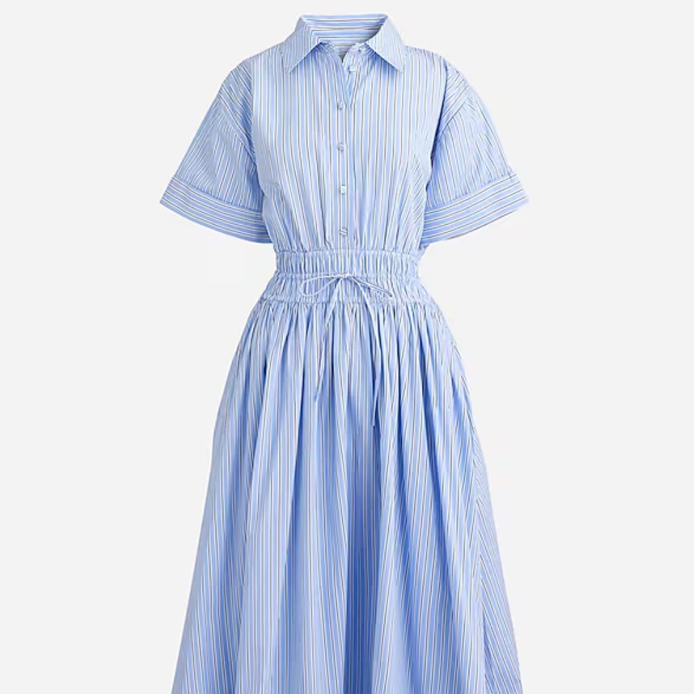 NWT- J.Crew Elena Shirtdress in cotton striped poplin
